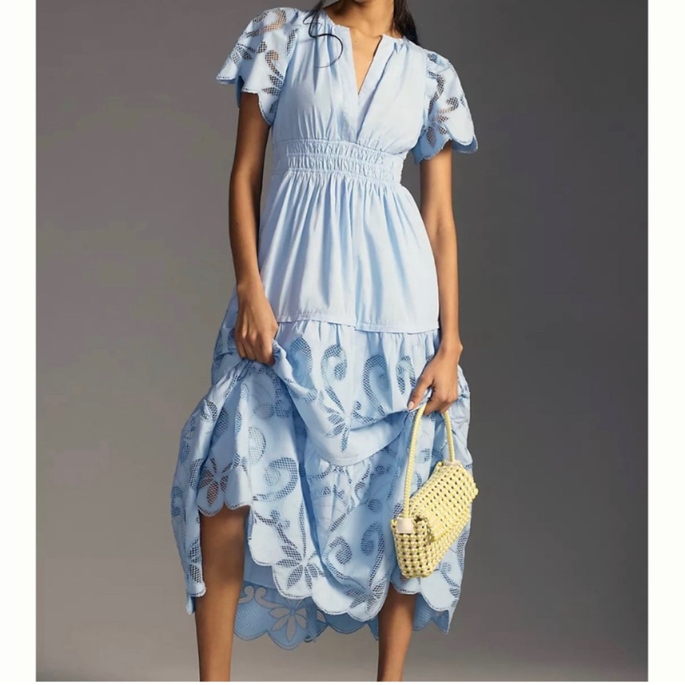 Blue Anthropologie Somerset Dress-Cutwork Edition